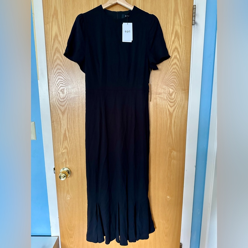 One Pretty Time Black Ruffle Hem Dress